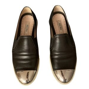 SOLD - Miu Miu - Black leather Metal CapToe trainers / sneaker shoe